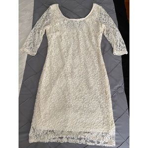 Ivory Long Sleeve Lace Dress